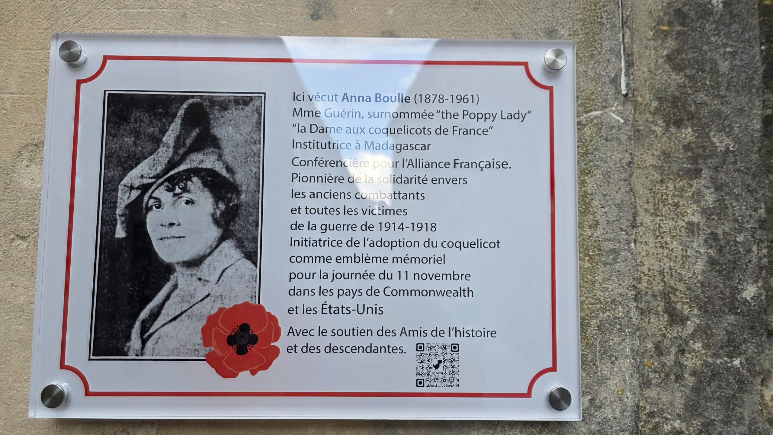 Lundi 20 Avril 2026 : Plaque/hommage  à Anna Guérin