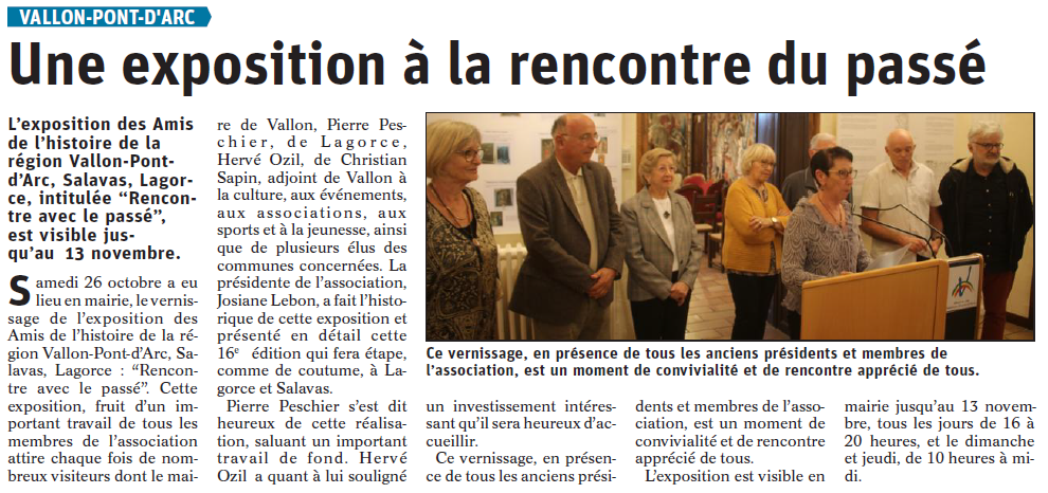 26 octobre au 13 novembre 2019 : Exposition